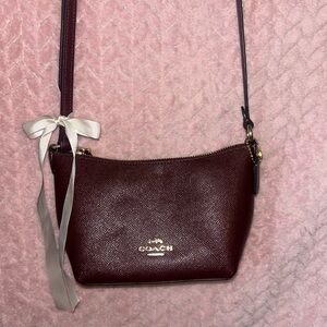 Coach Brown Crossbody Bag with Pebbled Leather and Adjustable Strap